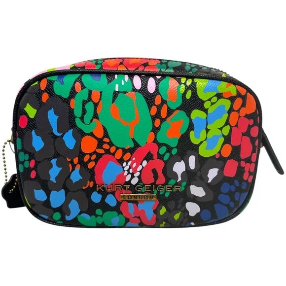 Kurt Geiger London Hampstead camera bag in a black leather and multi-color